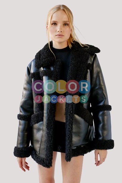 Uo Willa Faux Leather Sherpa Jacket