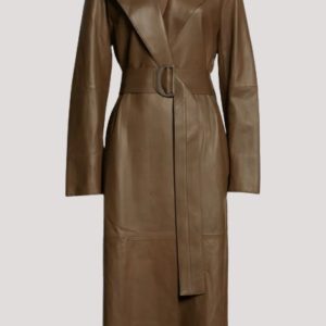 Vince Belted Leather Trench Coat