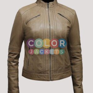 Beige Womens Leather Jacket