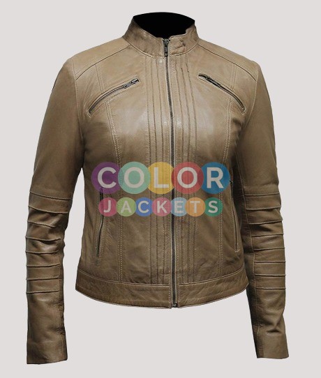 Beige Womens Leather Jacket