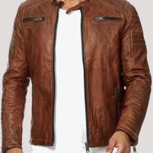 Brown Leather Biker Jacket