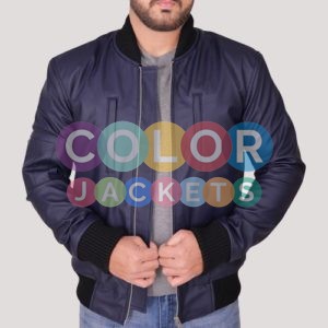 Dark Blue Leather Jacket