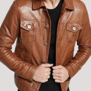 Mens Leather Jacket Brown