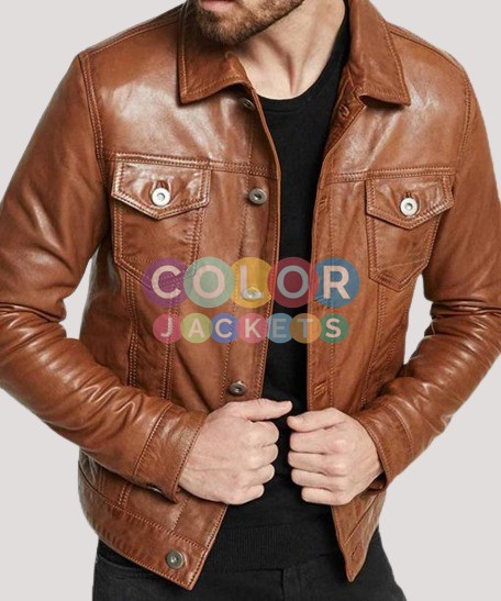 Mens Leather Jacket Brown