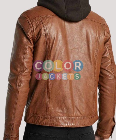 Mens Brown Stylish Casual Leather Jacket - Image 2
