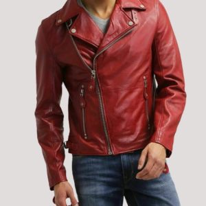 Red Leather Motorcycle Jacket