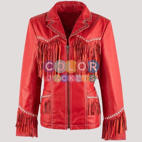 Womens Leather Fringe Jacket