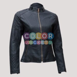Womens Leather Moto Black Jacket