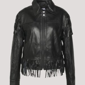 Black Leather Jacket With Fringe