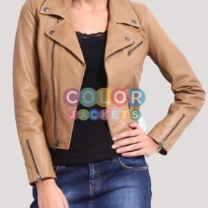 Brown Faux Leather Jacket Womens