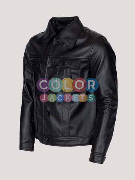 Mens Elvis Presley Black Leather Jacket - Image 2