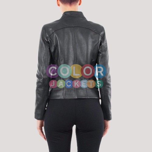 Womens Italian Slim Fit Soft Lambskin Leather Jacket - Image 4
