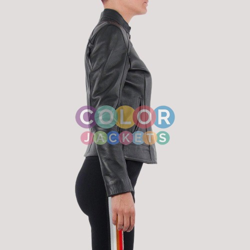 Womens Italian Slim Fit Soft Lambskin Leather Jacket - Image 3