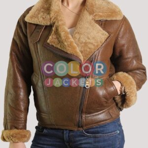 Leather Aviator Jacket Womens