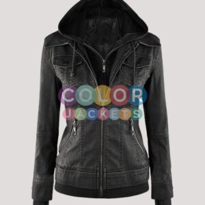 Leather Jacket With Hood Womens
