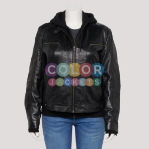 Plus Size Leather Jacket With Hood