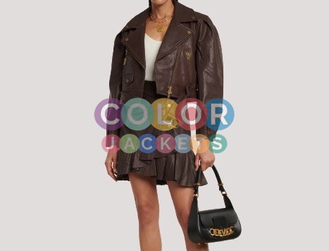 Veronica Beard Marea Brown Leather Jacket - Image 2