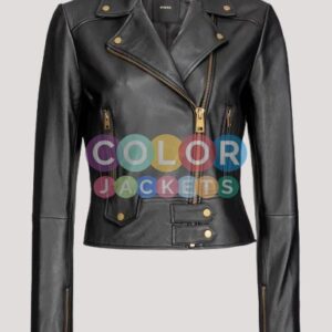 Womens Black Leather Motorcycle Jacket