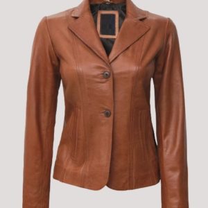 Womens Leather Blazer Jacket