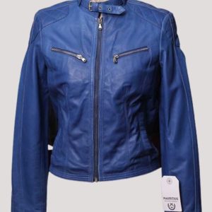 Blue Leather Jacket Women