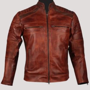 Mens Brown Biker Leather Jacket