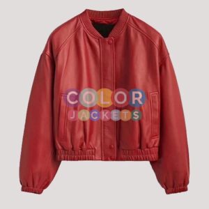 Red Leather Bomber Jacket