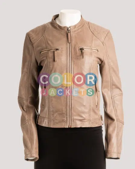 Taupe Leather Jacket
