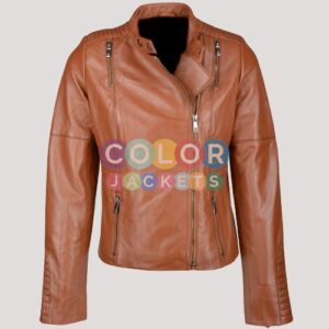 Women Brown Leather Motorcycle Jacket