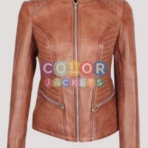 Womens Cognac Leather Jacket