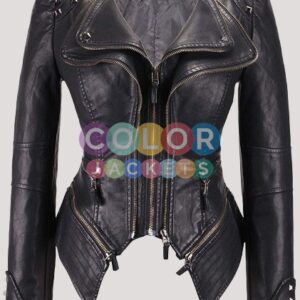 Womens Faux Leather Motorcycle Jacket