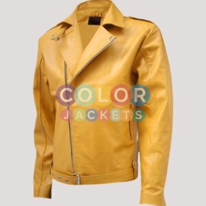 Yellow Mens Leather Jacket