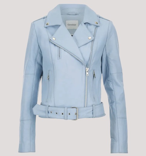 Baby Blue Leather Jacket