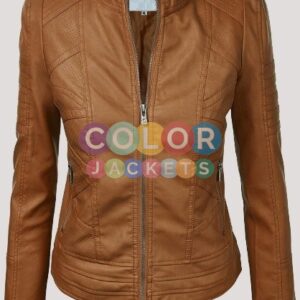 Camel Faux Leather Jacket