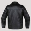 Men's Classic Black Collared Leather Jacket - Image 2