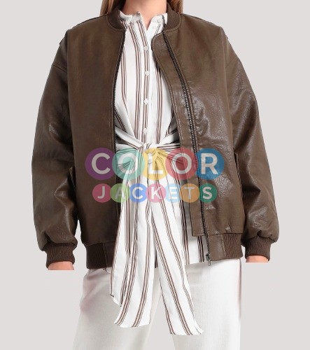 Faux Leathers Bomber Jacket Womens