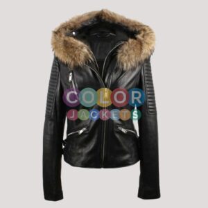 Fur Trim Leather Jacket