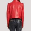 Balmain Red Cropped Biker Leather Jacket - Image 3