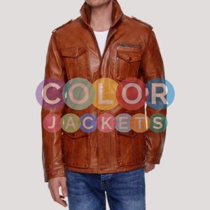 Mens Cognac Leather Jacket