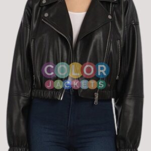 Plus Size Cropped Leather Jacket