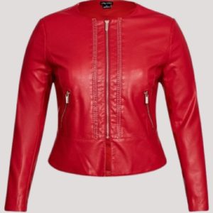 Red Leather Jacket Plus Size