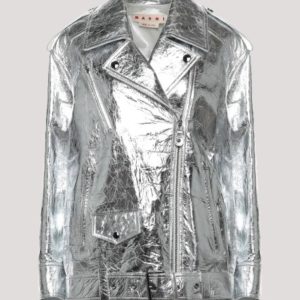 Silver Leather Mens Jacket