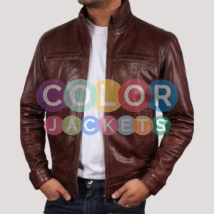 Stand Collar Leather Jacket