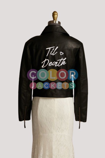 Til Death Script Moto Black Leather Jacket - Image 2