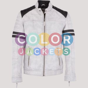 White Leather Motorcycle Jacket