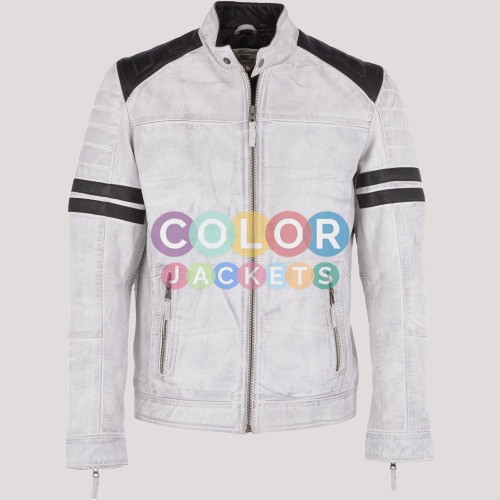 White Leather Motorcycle Jacket