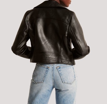 Womens Black Vegan Moto Leather Jacket - Image 3