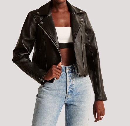 Womens Black Vegan Moto Leather Jacket - Image 2
