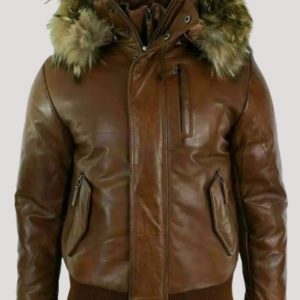 Leather Jacket With Fur Hood