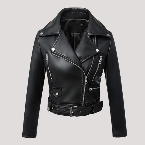 Womens Autumn Pu Leather Jacket - Image 2