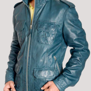 M.julian Blue Leather Jacket